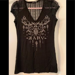 Sexy black shirt with lace